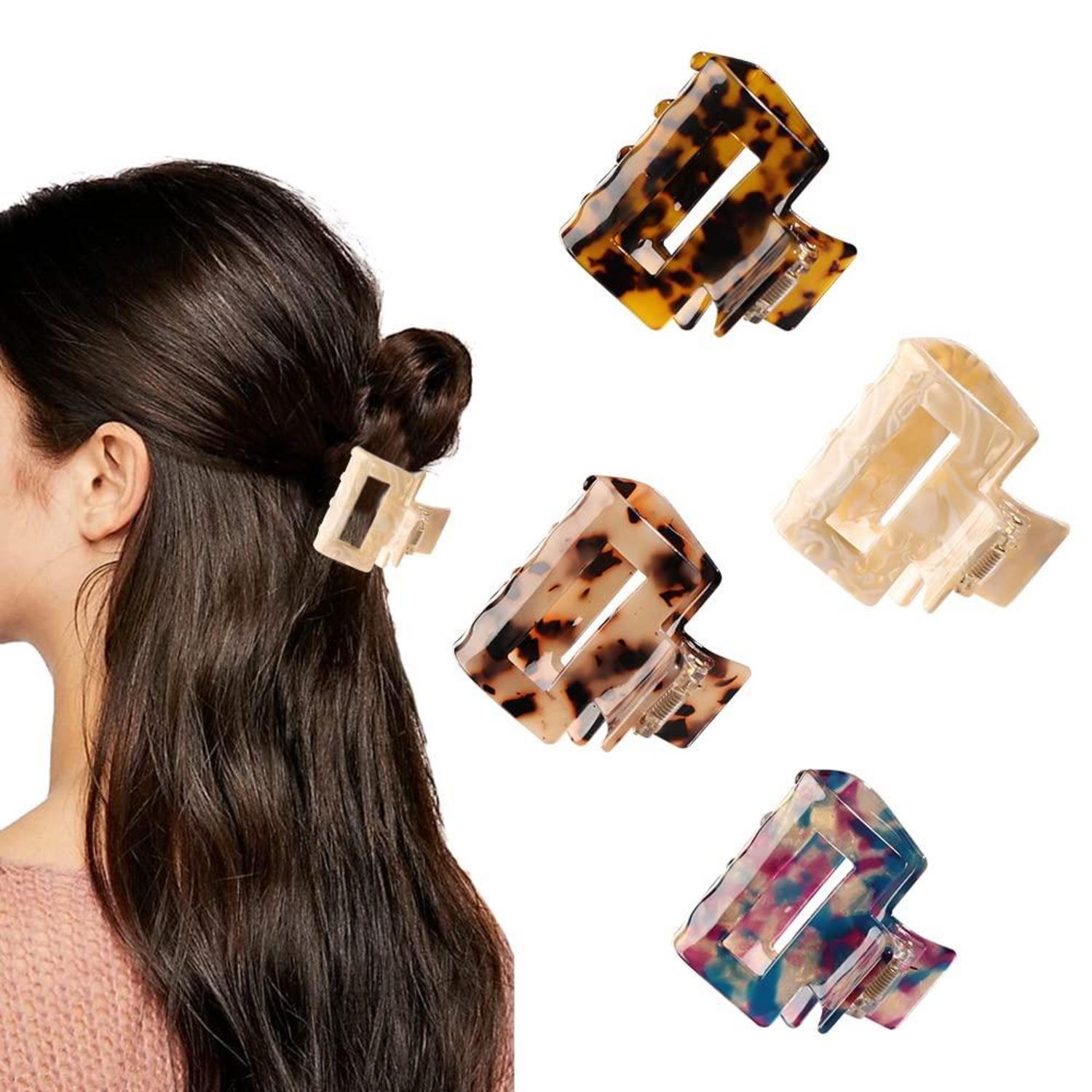 4er Pack Acryl Haarklammern Schildpattmuster Zähne Klemme