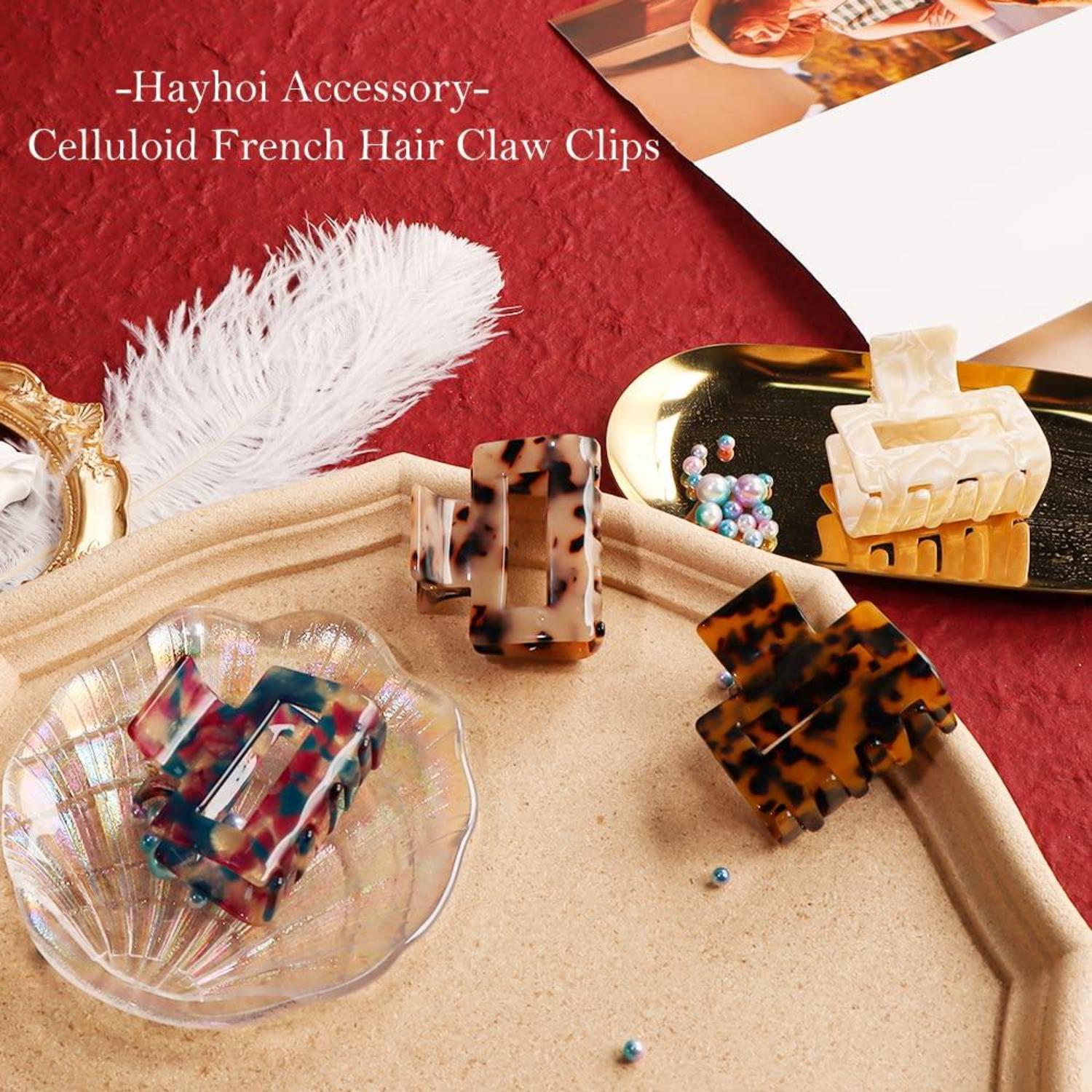 4er Pack Acryl Haarklammern Schildpattmuster Zähne Klemme