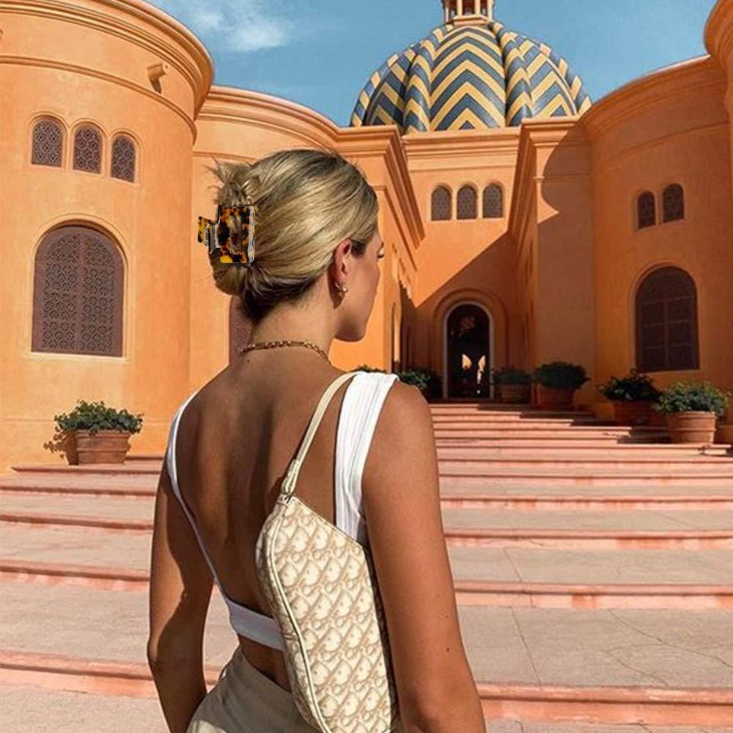 4er Pack Acryl-Haarclips in Schildkrötenmuster, Haarspangen für Damen