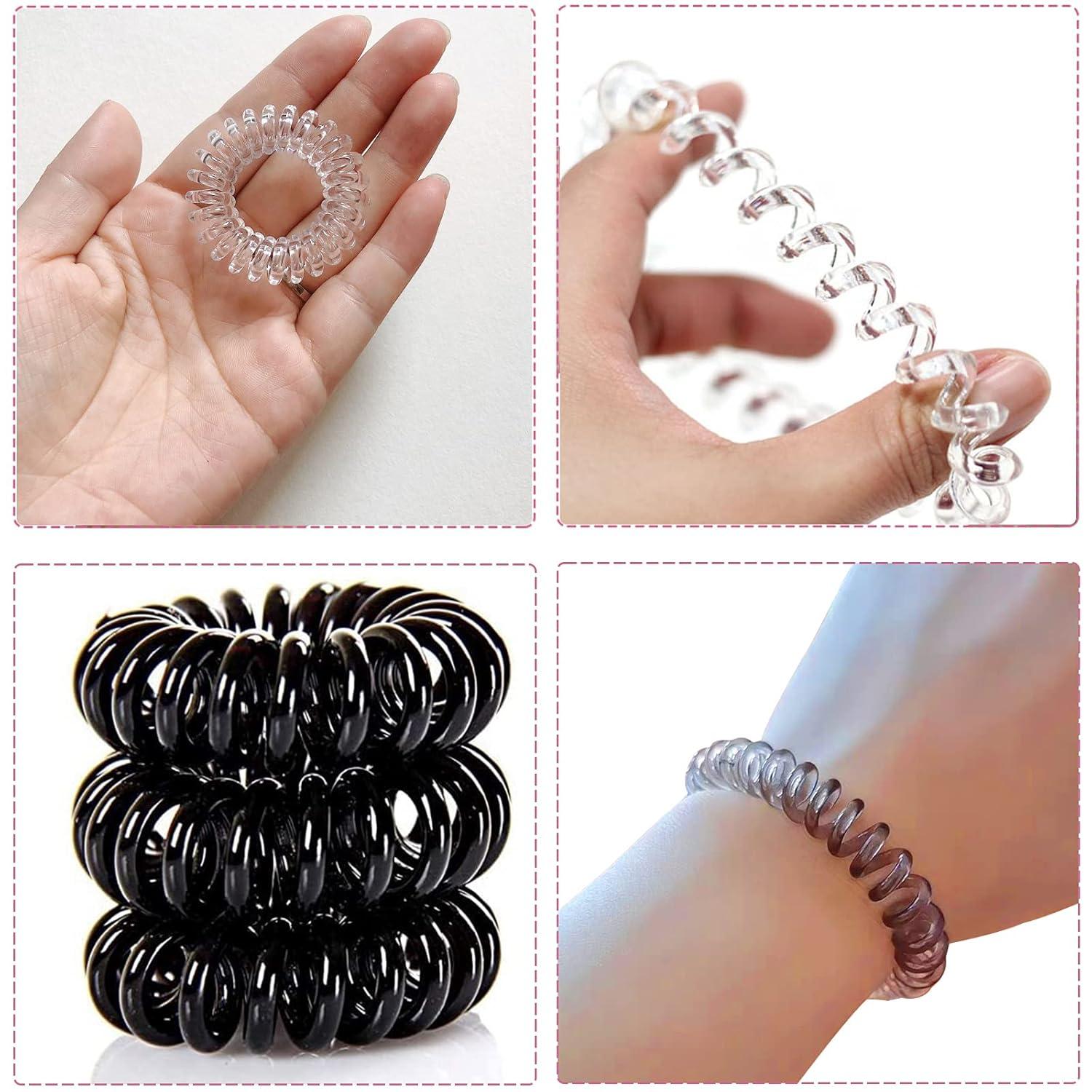 9er Set Telefonkabel Spirale Haargummi in 3 Farben - Anti Spliss Zopfgummi Fitness Haarband - für Mädchen und Damen
