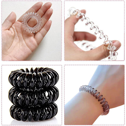 9er Set Telefonkabel Spirale Haargummi in 3 Farben - Anti Spliss Zopfgummi Fitness Haarband - für Mädchen und Damen