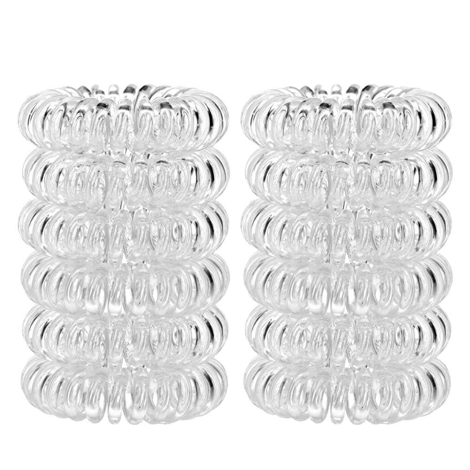 12er Set Transparente Spirale Telefonkabel Haargummis