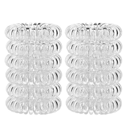 12er Set Transparente Spirale Telefonkabel Haargummis