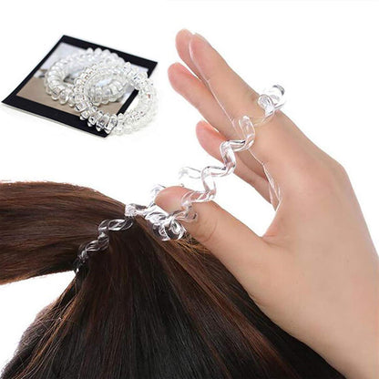 12 Stück Transparente Spirale Telefonkabel Haargummi Set