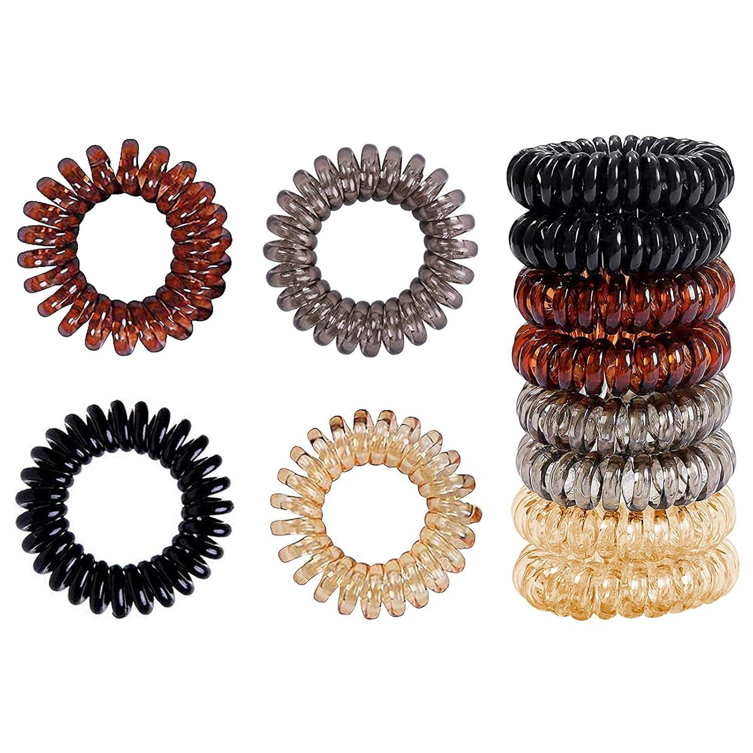 8er Set Spiral Telefonkabel Haargummis 4 Farben Anti-Spliss Zopfgummi