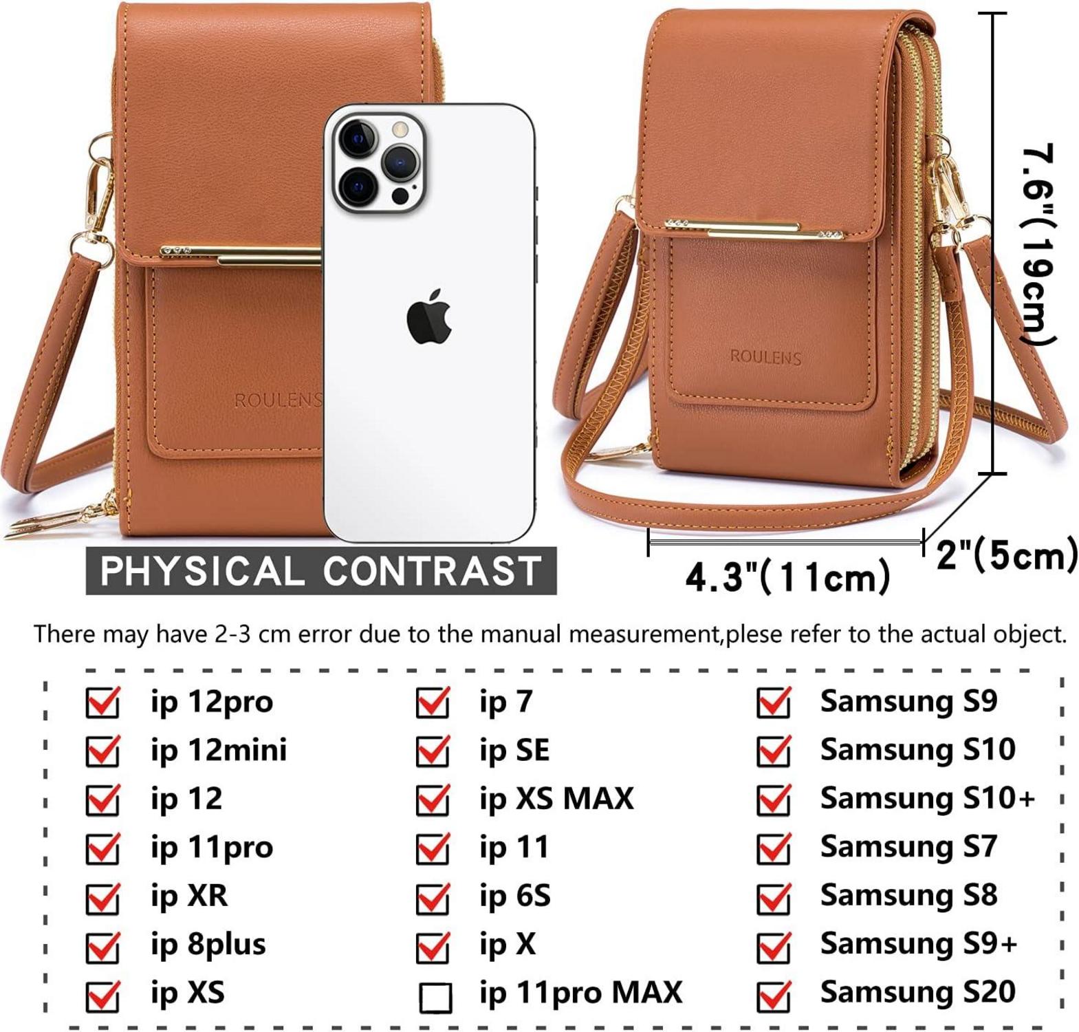 Roulens Kleine Damen Handytasche 3 in 1 Schultergurte RFID 2 Fächer