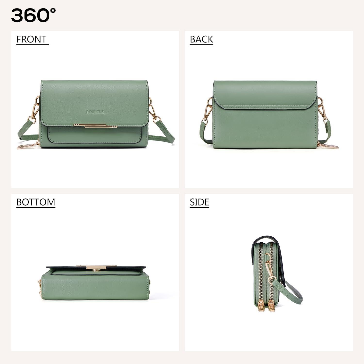 Kleine Damen Umhängetasche PU Leder Crossbody A-grün