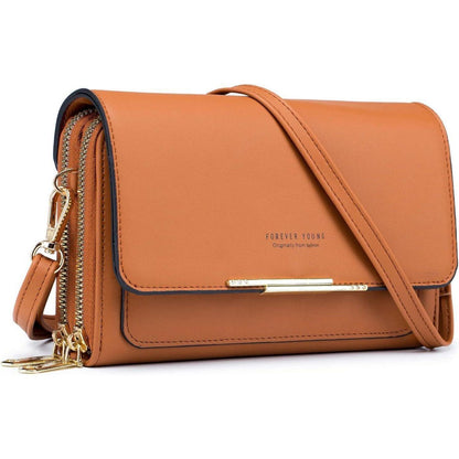 Kleine Handy Umhängetasche PU Leder Crossbody A-purpur Rosa