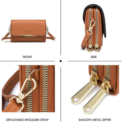 Kleine Handy Umhängetasche PU Leder Crossbody A-purpur Rosa