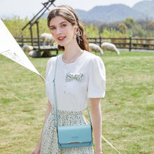 Kleine Damen Umhängetasche PU Leder Crossbody A-hellblau