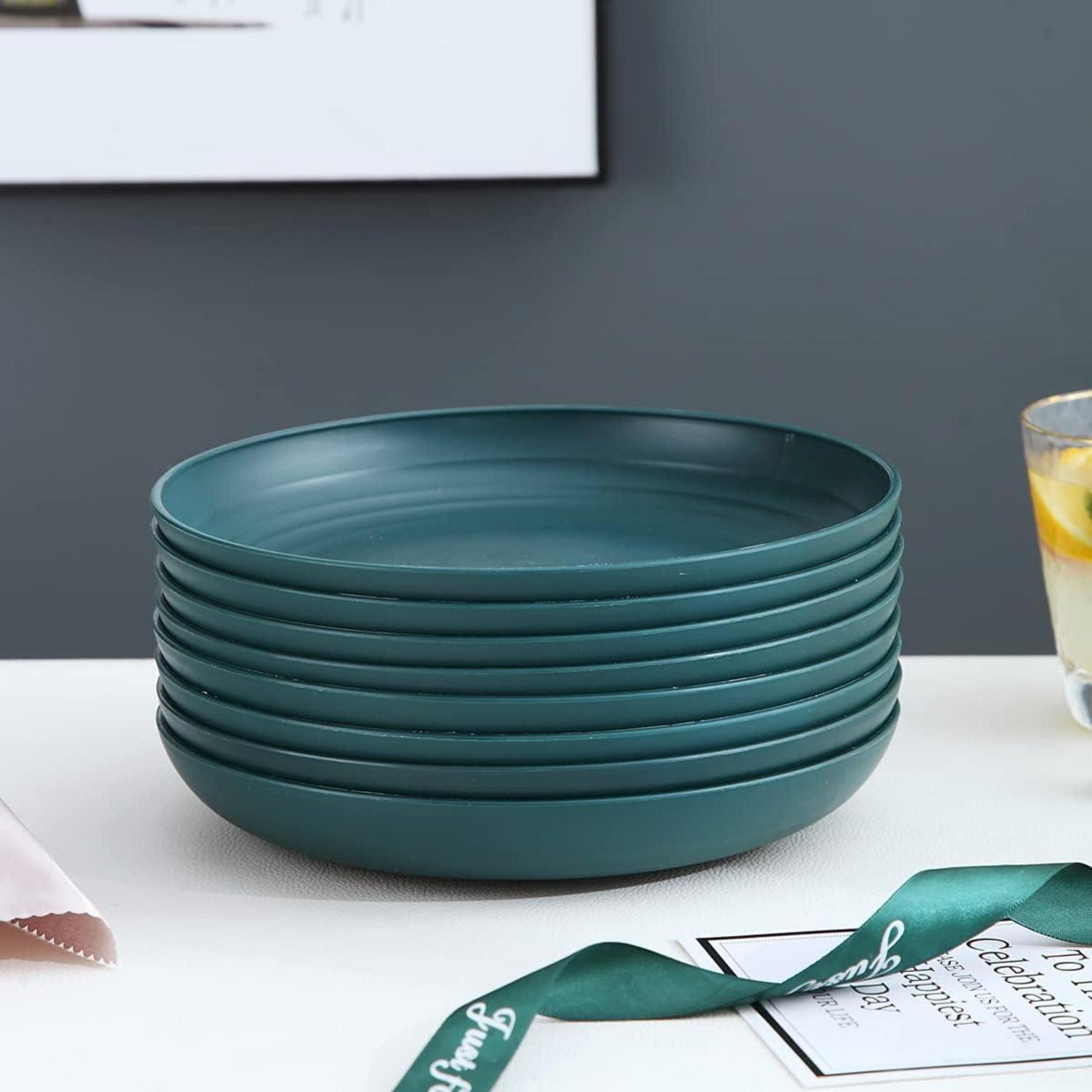 Kyraton Teller 8er Set 23cm dunkelgrün BPA frei Mikrowelle
