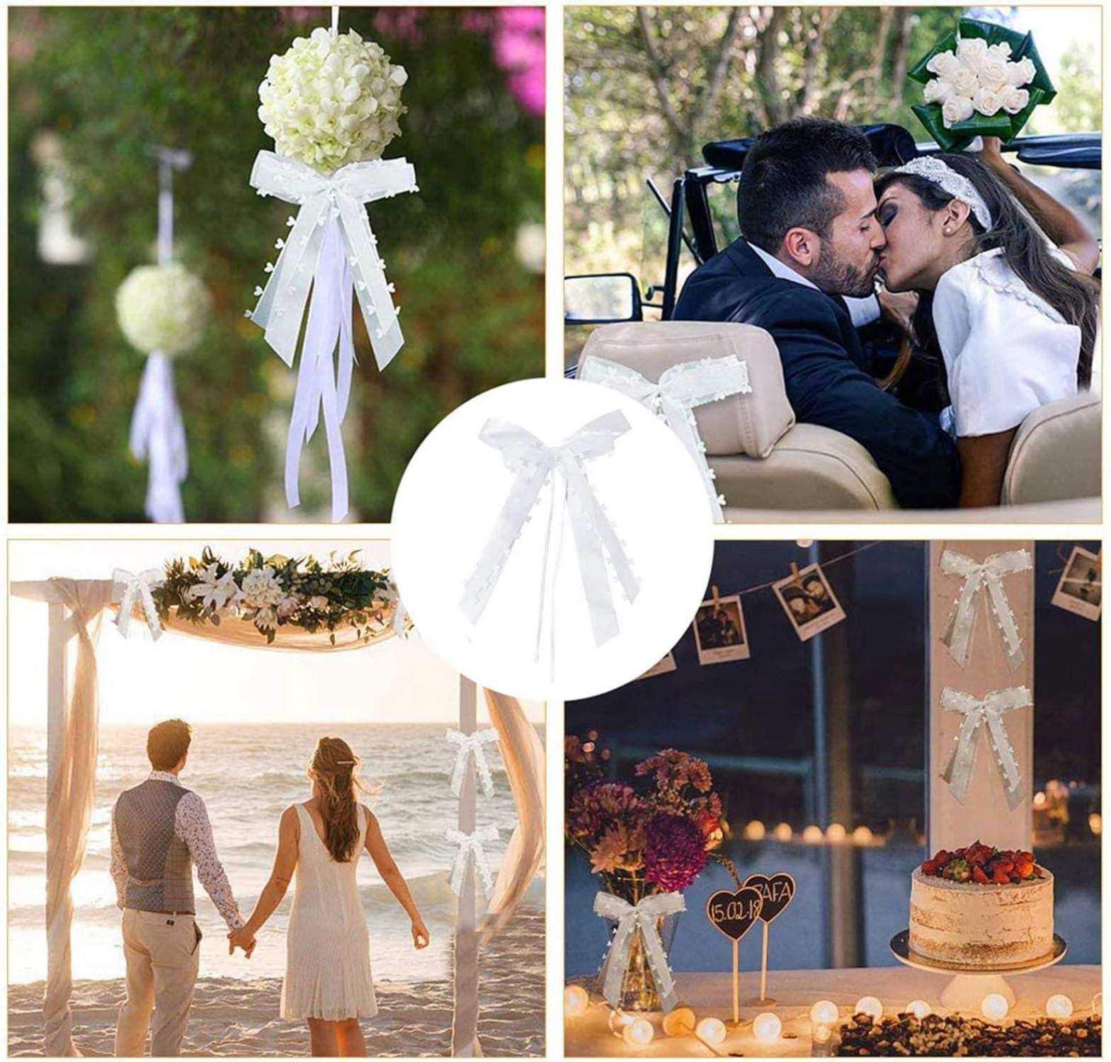 20er Set Autoschleifen Hochzeit - Schleifen Auto Deko Herzform
