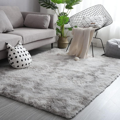 Hochflor Teppich Grau Weiß Modern 160x230 Flauschig für Wohnzimmer