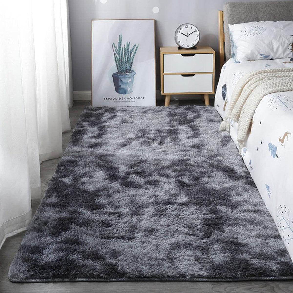 Flauschiger Hochflor Teppich Dunkelgrau 80x160 cm - Modern & Weich