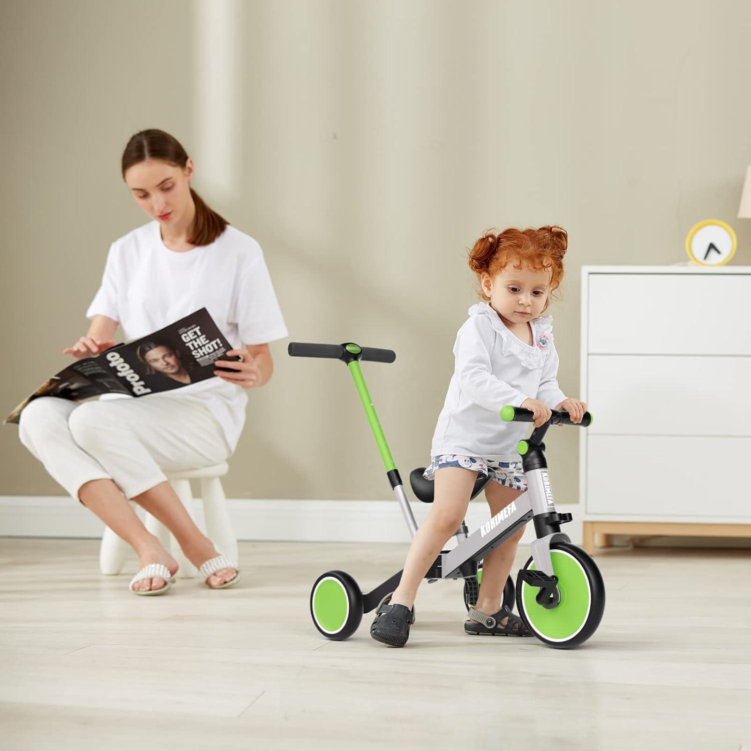 4 in 1 Kinder Laufrad Dreirad ab 1 Jahr höhenverstellbarer Sitz und