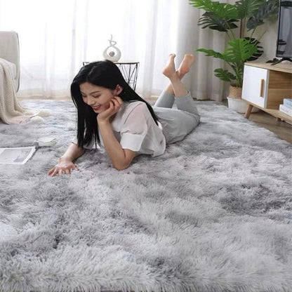 NIULAA Hochflor Teppich 120x160 Grau-Weiß Modern Flauschig