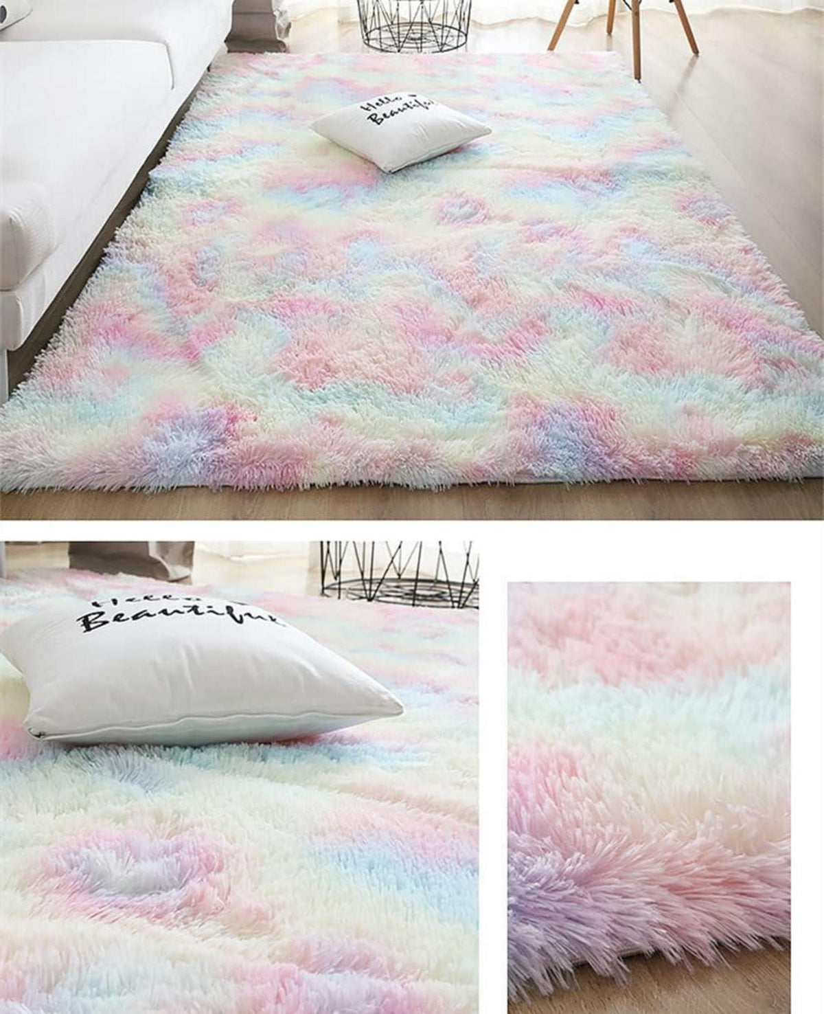 Hochflor Teppich 160x230 Bunt Modern Flauschig Weich