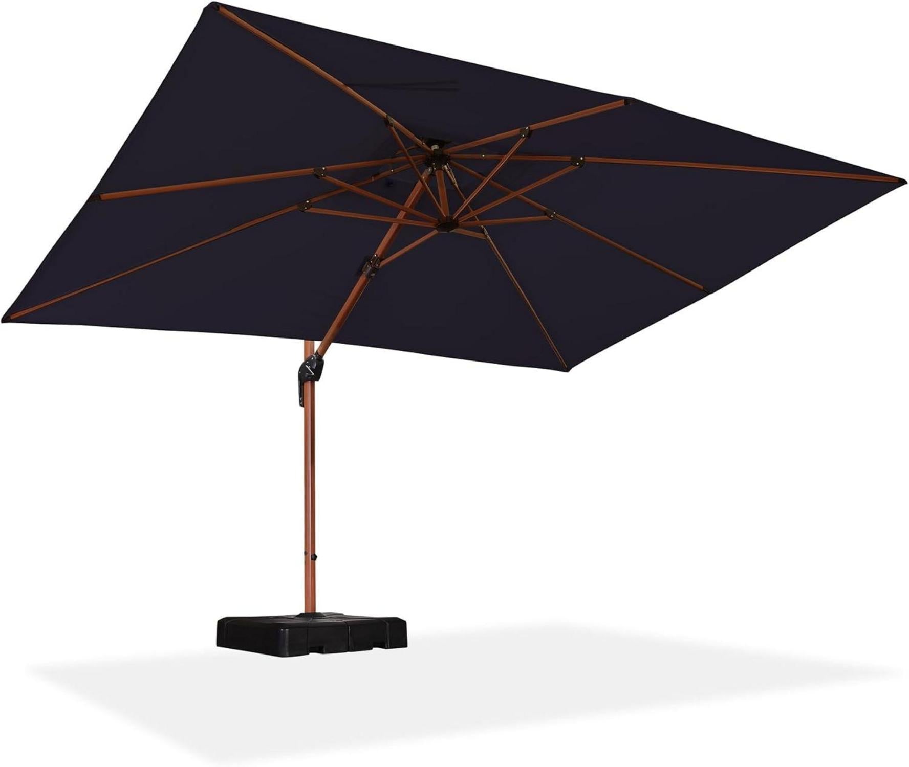 Ampelschirm Rechteckig Alu Holzoptik 270x365 cm Sonnenschirm