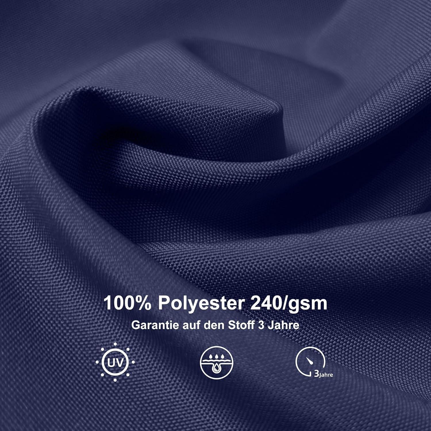 Alu Holzoptik Ampelschirm Rechteckig 270x365cm Marineblau