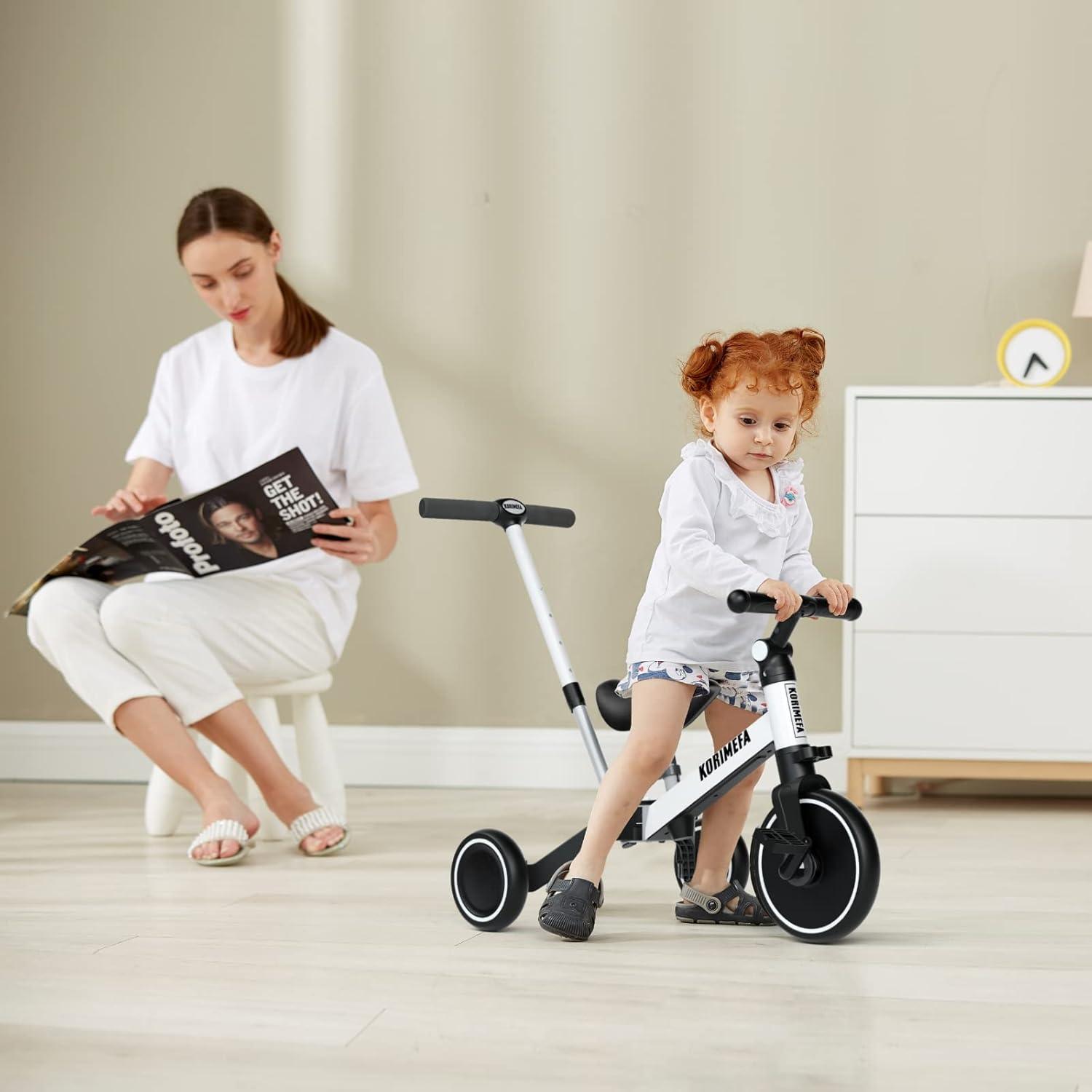 4-in-1 Kinder Laufrad Dreirad ab 1 Jahr höhenverstellbarer PU-Sitz