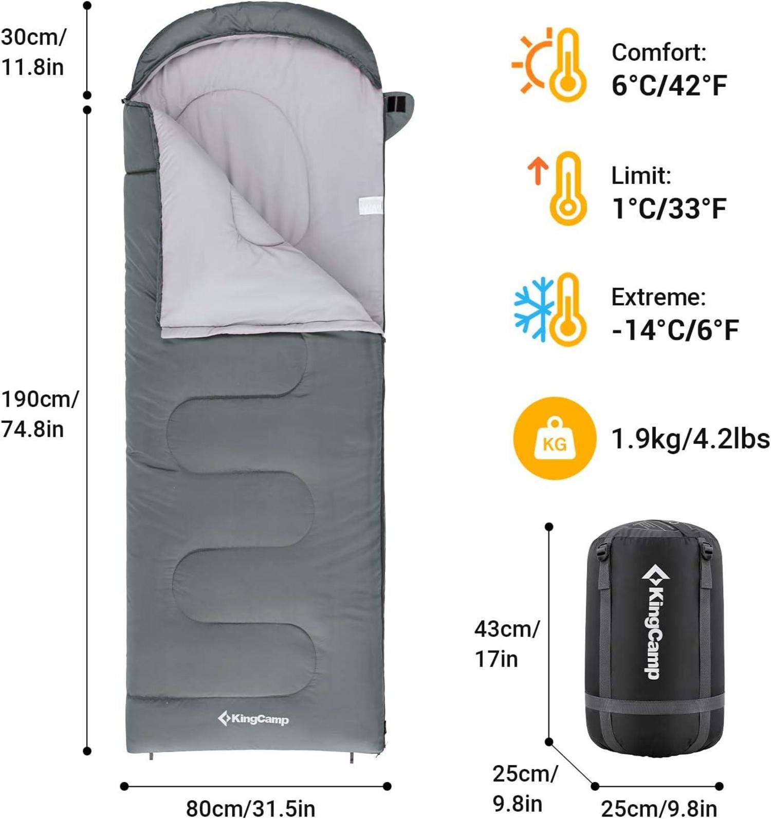 KingCamp Schlafsack Winter 3-4 Jahreszeiten Outdoor Camping
