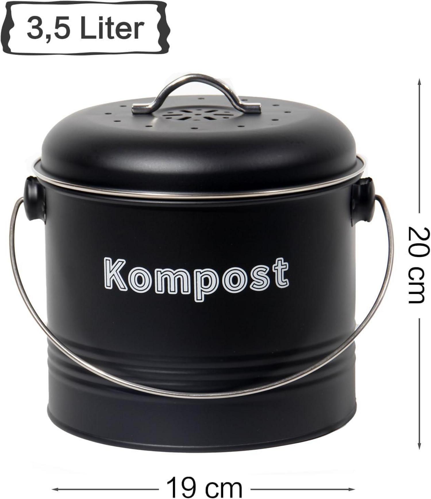 Biomülleimer Küche 3,5 L mit Aktivkohlefiltern und Retro-Design