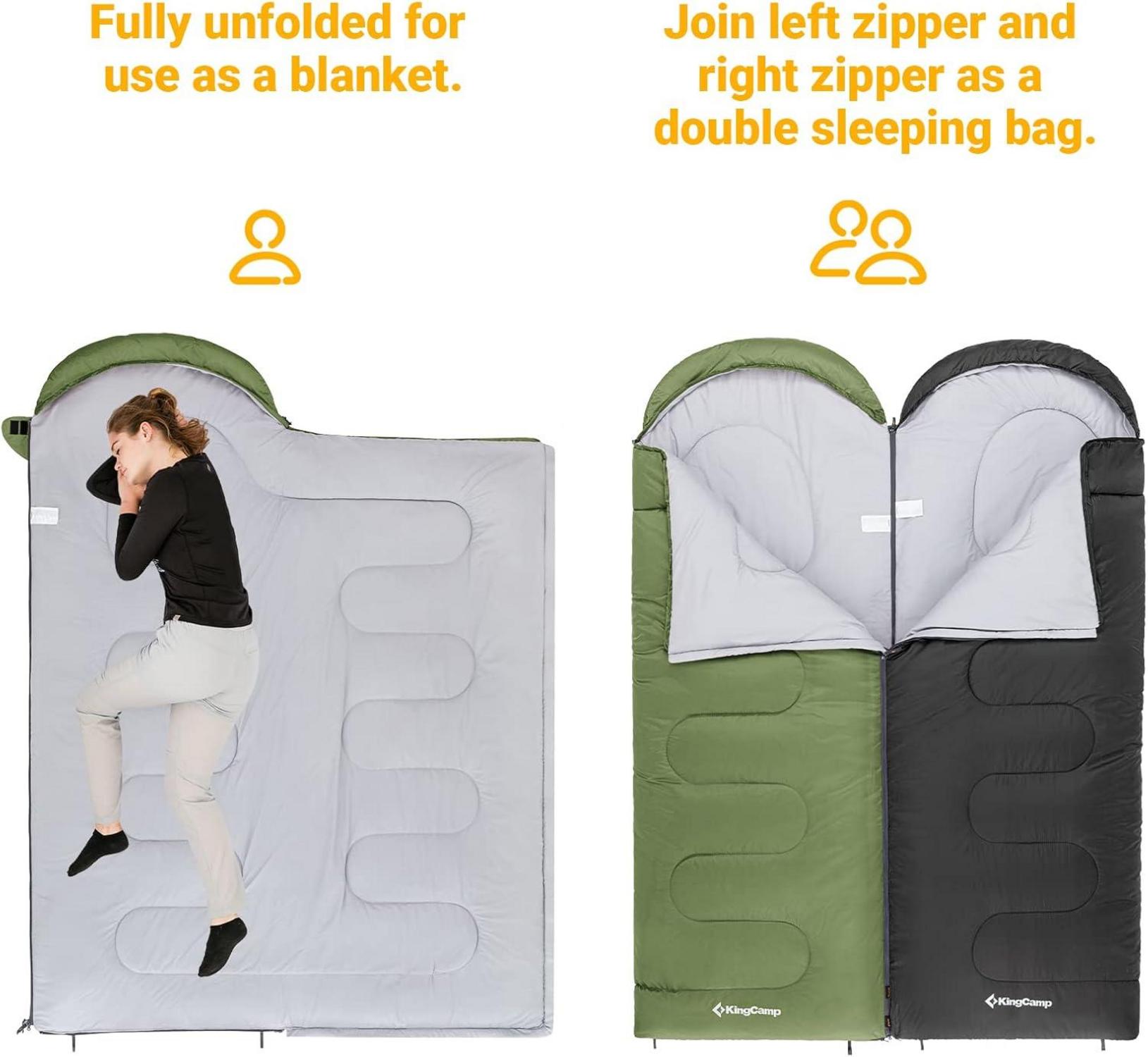 KingCamp Schlafsack Winter Camping 3-4 Jahreszeiten Leicht Oliv 1.9 KG