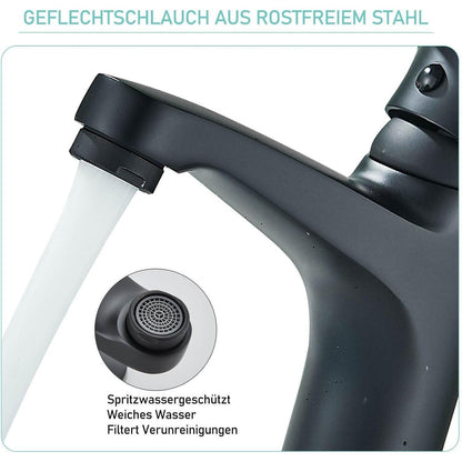 Niederdruck Badarmatur Schwarz – Einhebelmischer mit Wassersparfunktion