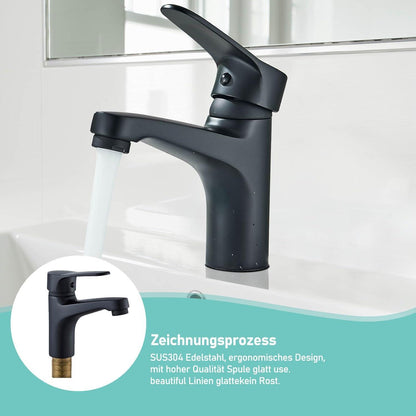 Niederdruck Badarmatur Schwarz – Einhebelmischer mit Wassersparfunktion