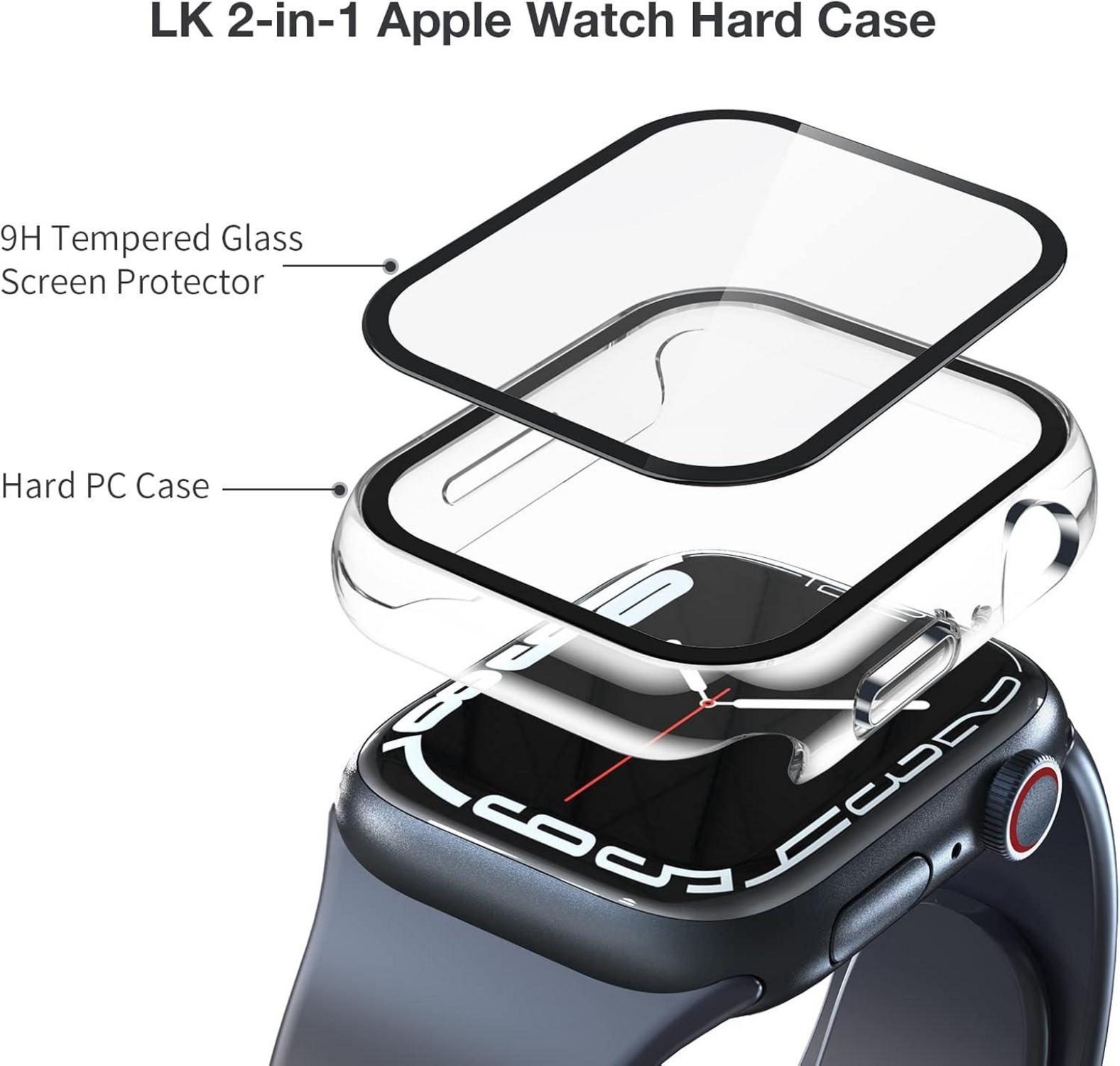 2x Schutzhülle für Apple Watch Series 9/8/7 45mm, 9H Displayschutz - Kratzfestes