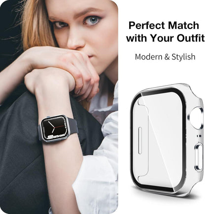 2x Schutzhülle für Apple Watch Series 9/8/7 45mm, 9H Displayschutz - Kratzfestes