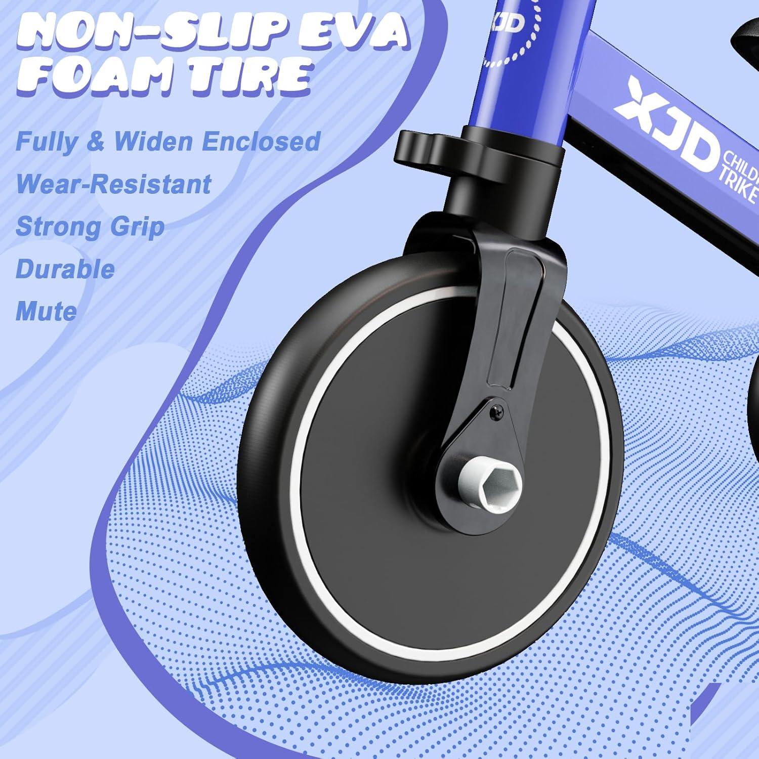 XJD 4-in-1 Kinder Dreirad Laufrad Verstellbarer Sitz abnehmbares Pedal Blau