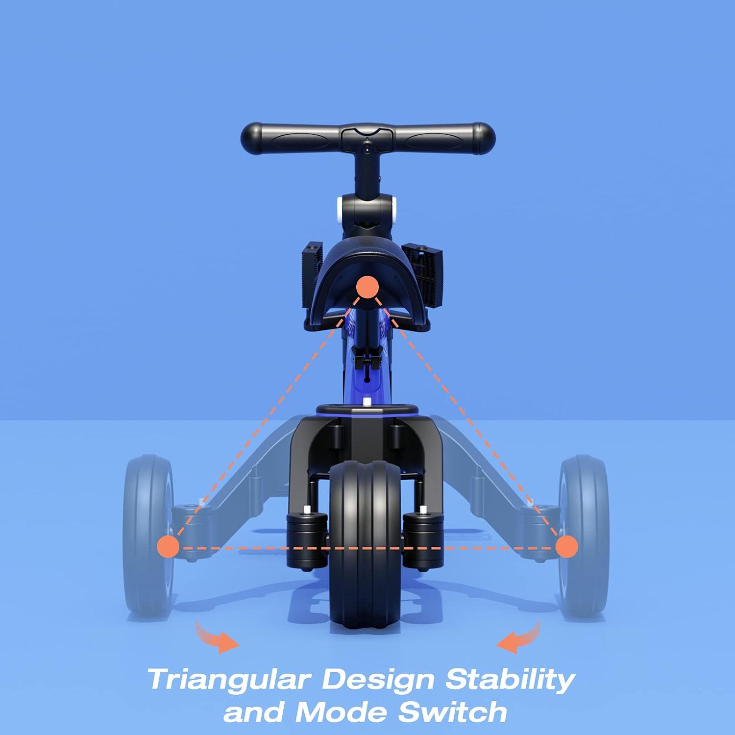 XJD Kinder Dreirad Laufrad Verstellbarer Sitz abnehmbares Pedal Blau