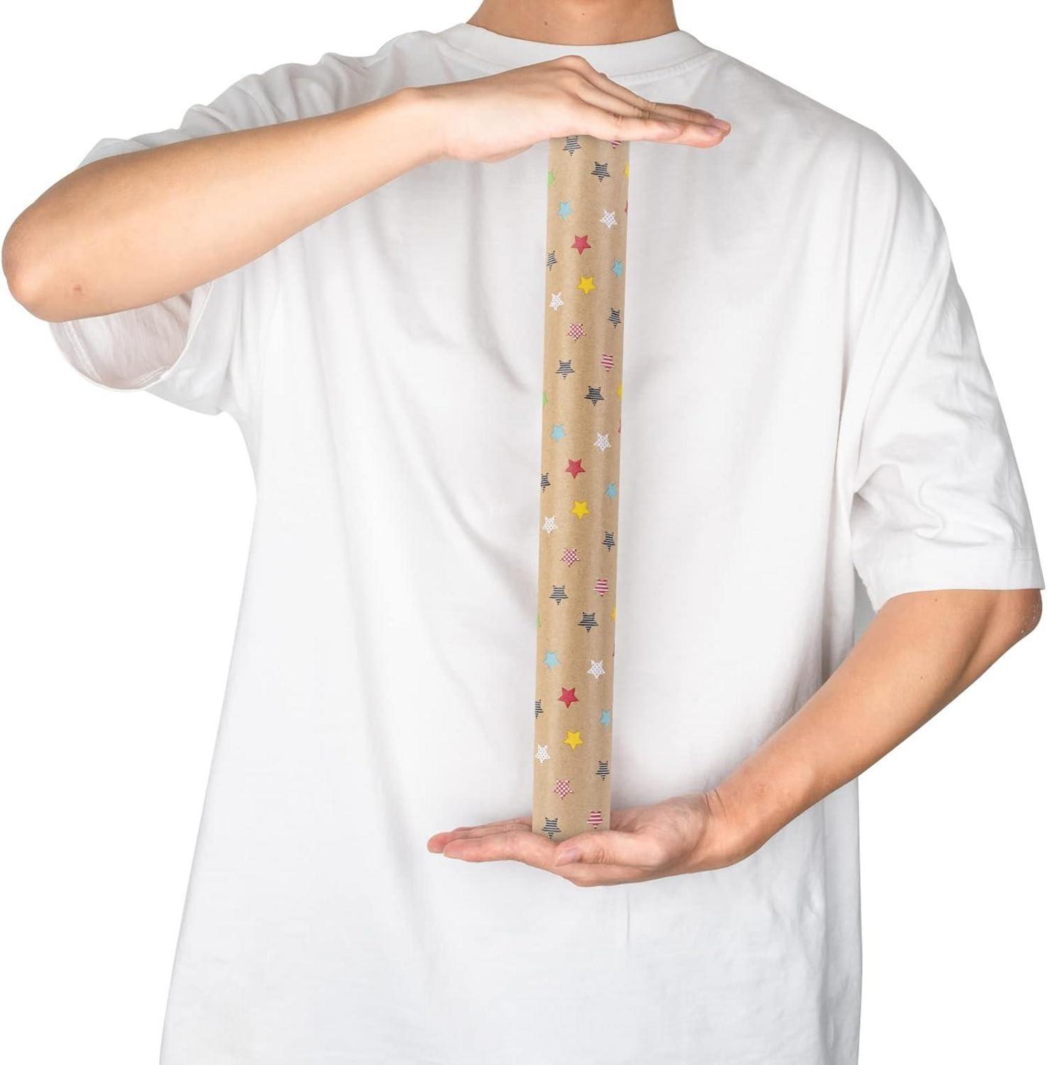 Kraft Geschenkpapierrolle Sterndesign 43cm x 10m alle Anlässe