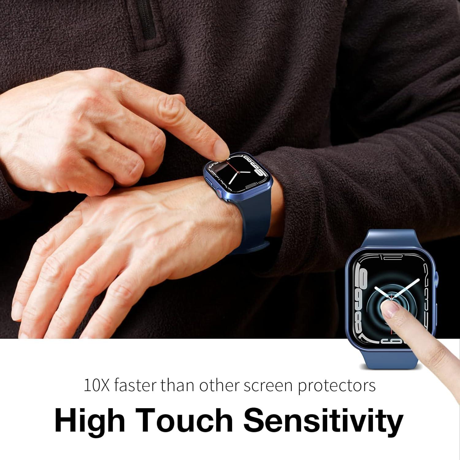 2 Stück Schutzhülle Apple Watch Series 9/8/7 45mm HD Klar Kratzfest 9H