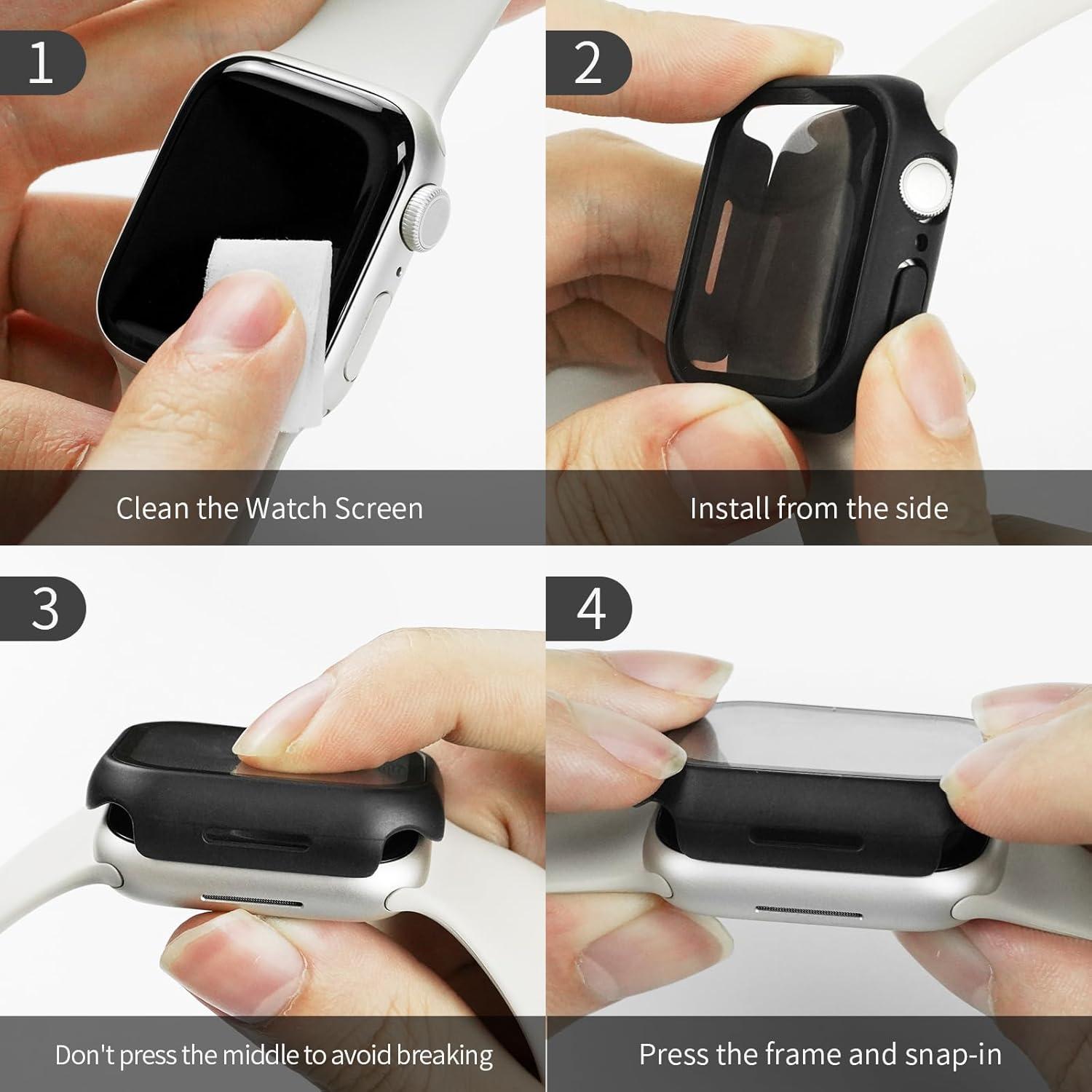 2x Schutzhülle Apple Watch Series 9/8/7 41mm Displayschutzfolie Klar