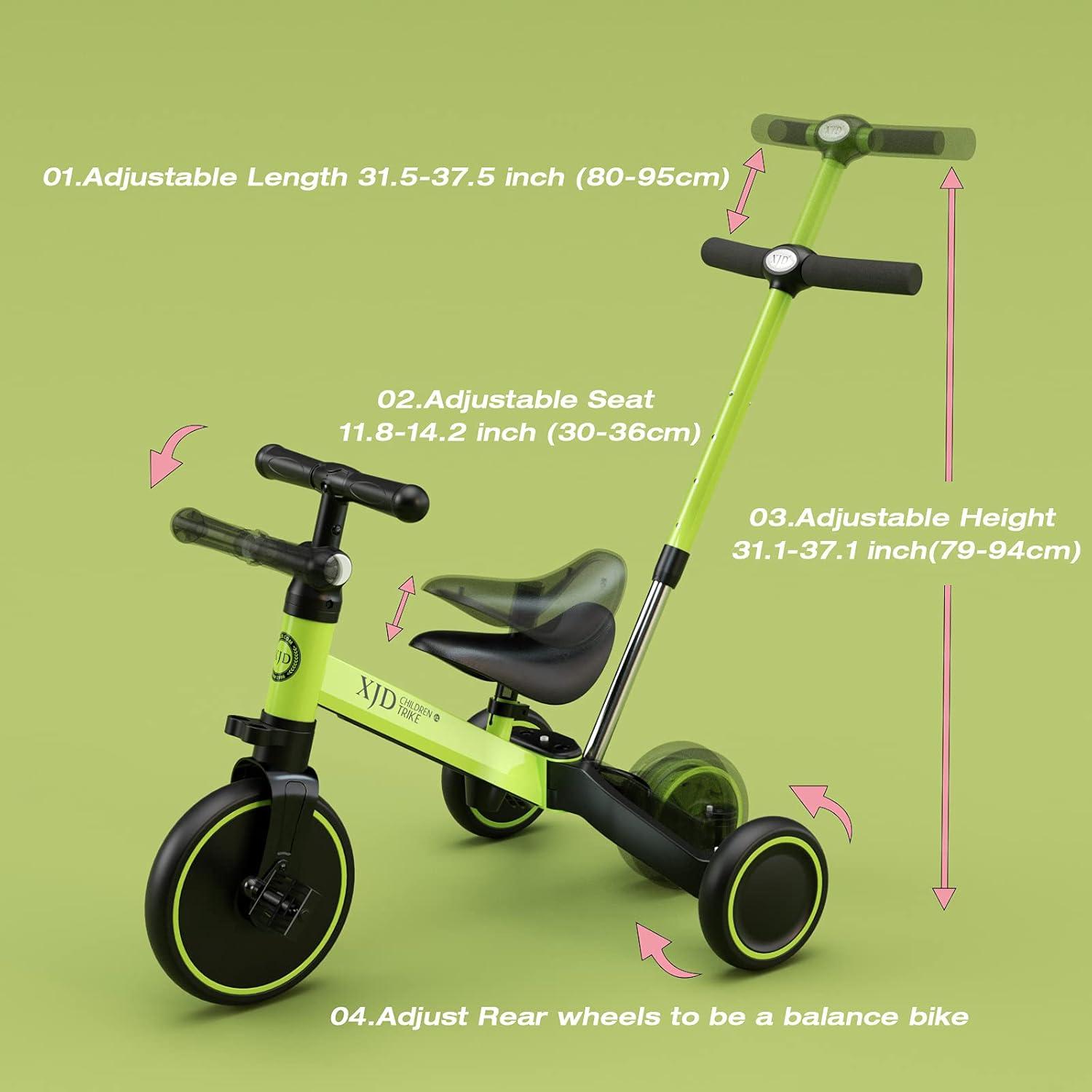 XJD 4in1 Kinder Dreirad Laufrad Lauffahrrad Verstellbarer Sitz Grün