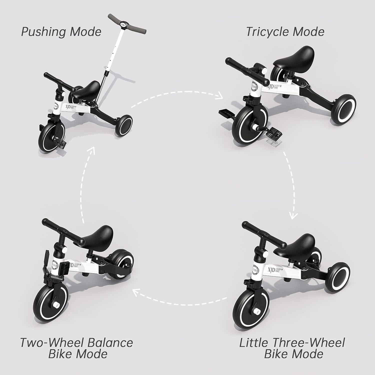 XJD 4-in-1 Kinder Dreirad Laufrad Verstellbar Sitz