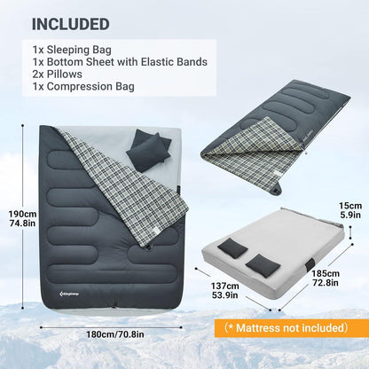 Winterschlafsack für 2 Personen mit Flanell-Innenfutter