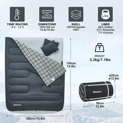 Doppelschlafsack Winter 2 Personen Decke 3-4 Jahreszeiten Outdoor