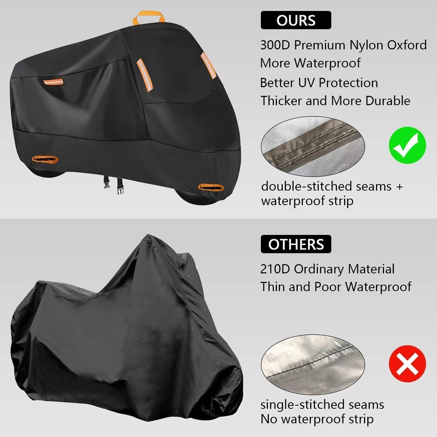 Motorrad Abdeckplane 300D Wasserdicht Oxford Abdeckhaube XL 220x95x125