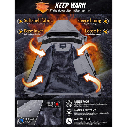 Herren Winterjacke wasserdicht & winddicht mit Fleece-Futter