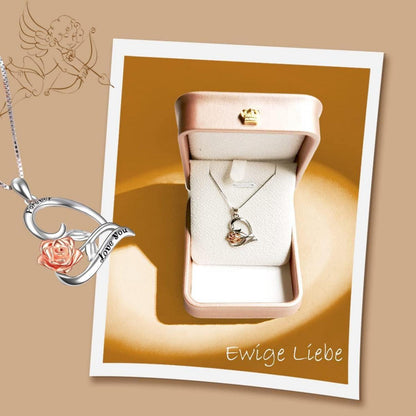 SWEETIME Damen Halskette 925 Sterlingsilber Rose Herz