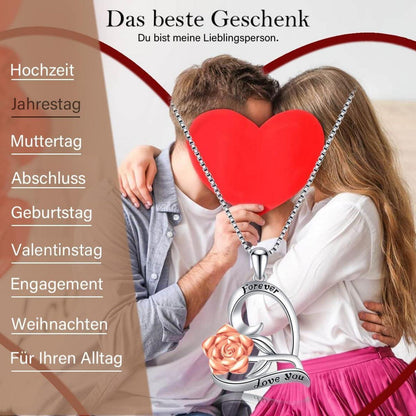 SWEETIME Damen Halskette 925 Sterlingsilber Rose Herz