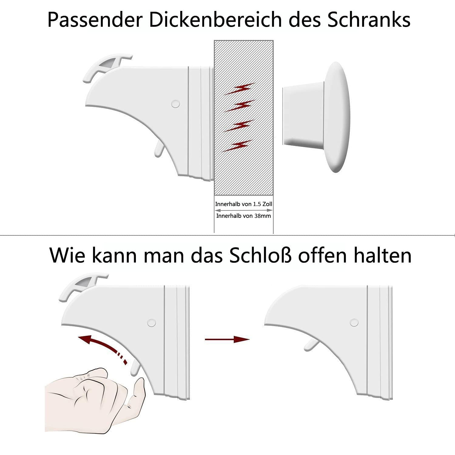 Baby Sicherheit Magnetisches Schrankschloss für Schrank und Schubladen - 10 Schlösser + 2 Schlüssel