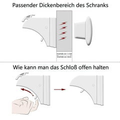 Baby Sicherheit Magnetisches Schrankschloss für Schrank und Schubladen - 10 Schlösser + 2 Schlüssel
