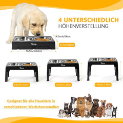 Toozey Futternapf höhenverstellbar mit 2 Edelstahl-Schüsseln
