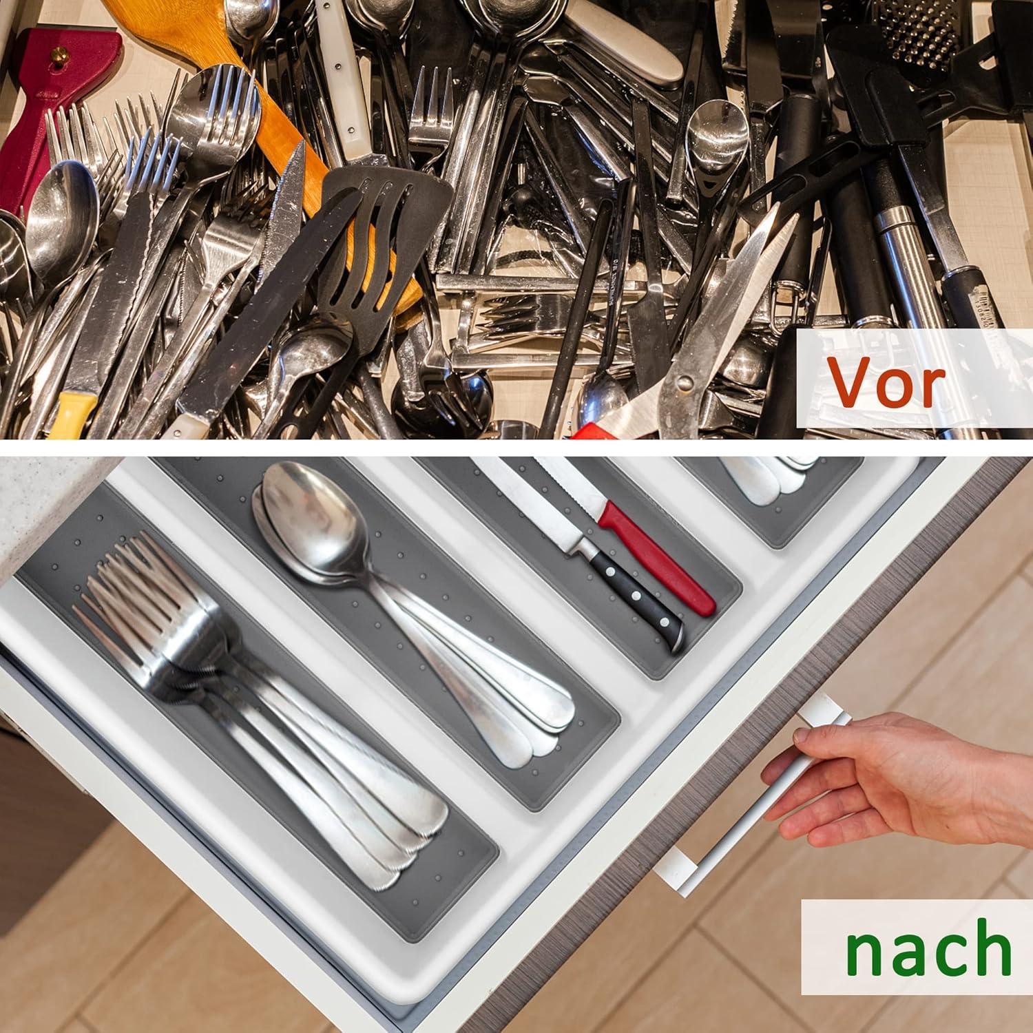 Herogo Besteckkasten 5 Fächer 32,5x29x4,5cm Küche Büro Organizer