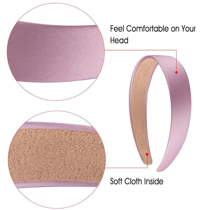 Satin Haarreifen DIY Stirnbänder 12 Farben 3cm für Frauen Mädchen