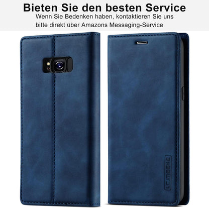 Samsung Galaxy S8 Hülle Leder Klappbar [Standfunktion] Stoßfest Blau